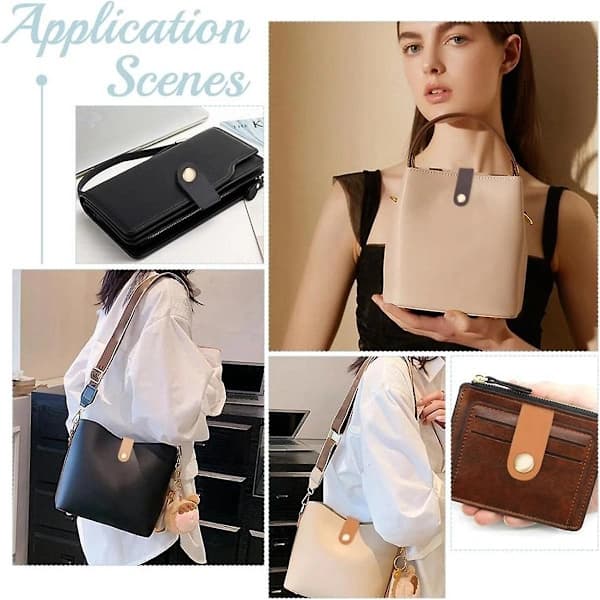 12 pcs PU Leather Snap Fasteners, 6 Colors Sew-on PU Leather Flap Closure DIY Handmade Crafts Sewing Button