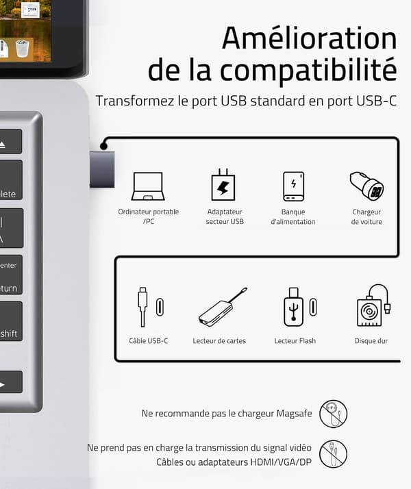 Harmaa USB C - USB-sovitin 3 kpl Yhteensopiva iPhone 13 12 Pr:n kanssa
