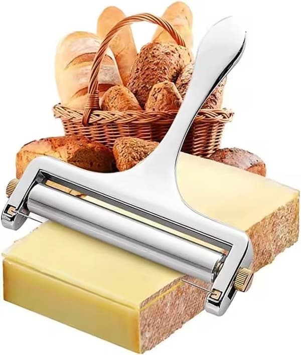 Ostehøvl i rustfrit stål med justerbart håndholdt design, inkluderer 2 ekstra trådskærere.