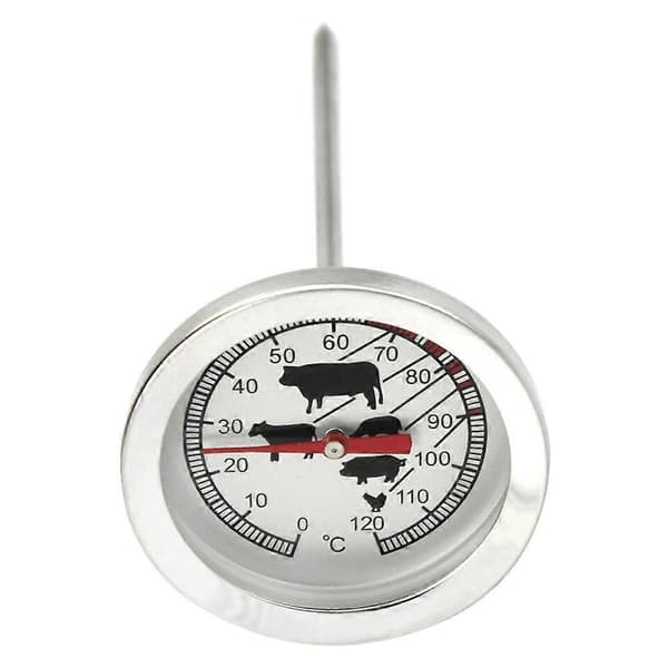[RM] Stegetermometer i rustfrit stål - Analogt kødtermometer op til 120 C - Termometer (1 stk.)
