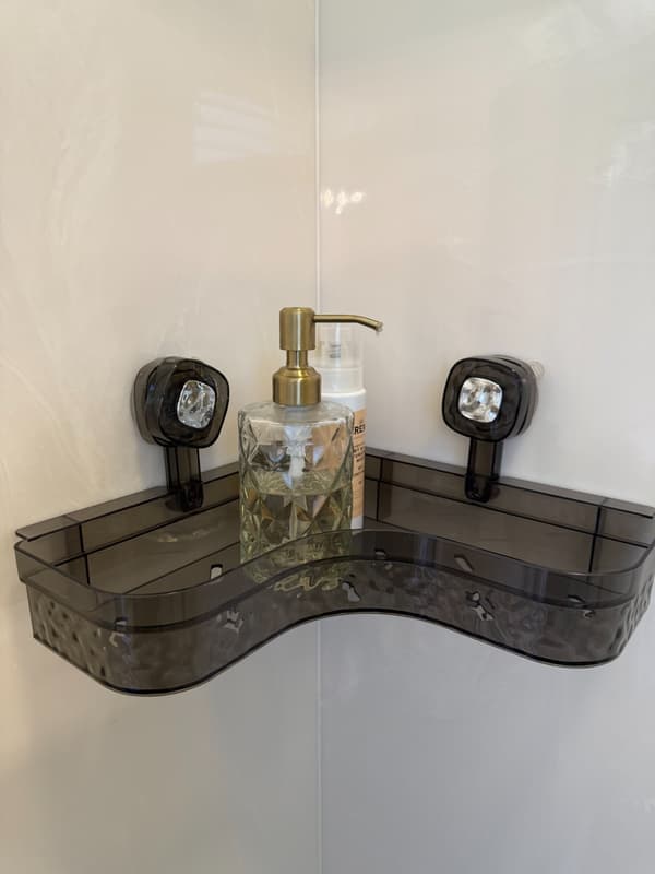Corner Shower Caddy Clear - Storage Shelf with Suction Cup, Bathtub Shelf
