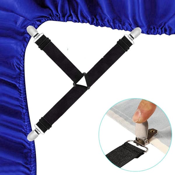 4x Bed Sheet Straps - Sheet Fasteners - Duvet Cover Clips - Sheet Locking Clips - Sheet Holders