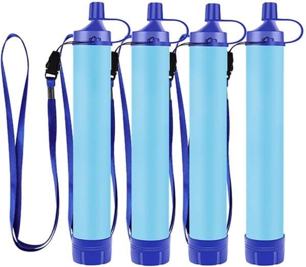 Överlevnadsvattenfilter - 4 delar - Utomhus - Personligt - Vattenfilterstrå - Nödsituationer - Vattenfilter - Camping
