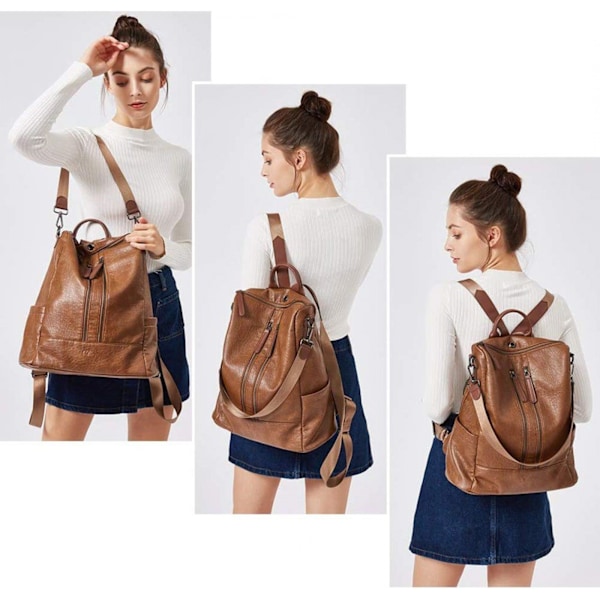 Leather Shoulder Bag Backpack for Women with Large Capacity Texture