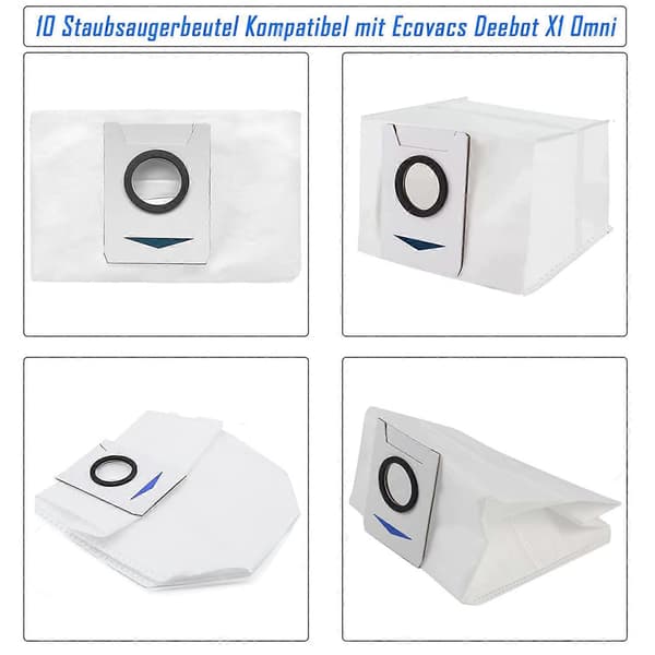 10-pack dammsugarpåsar för Ecovacs Deebot X1 Omni sugstation för Ecovacs Deebot X1 Omni, reservdelar för
