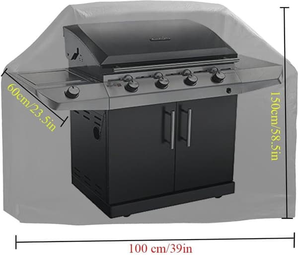 BBQ Grillovertræk, M (100x60x150cm), Sort, Vandtæt & Støvtæt til Holland Weber, Brinkmann, Char Broil
