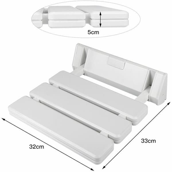 Sammenleggbar dusjstol i aluminium og ABS, 330 x 320 x 70 mm