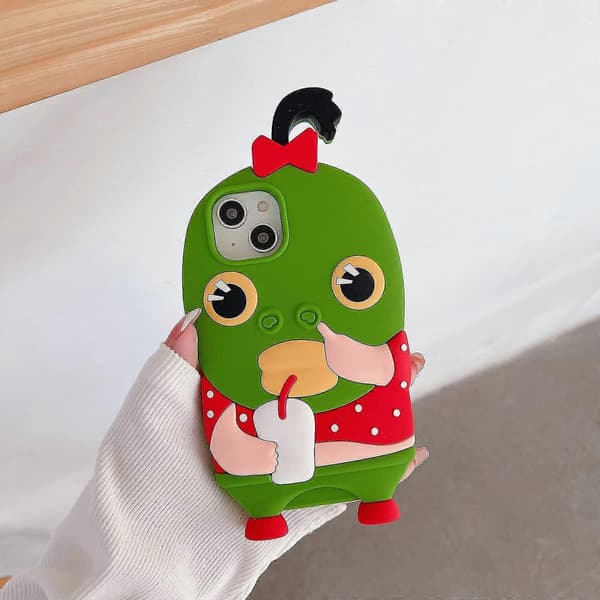 Sött 3D-silikonfodral för iPhone 15 Pro Max, Kawaii tecknat Ugly Fish-skyddsskal i mjukt gummi kompatibelt med iPhone