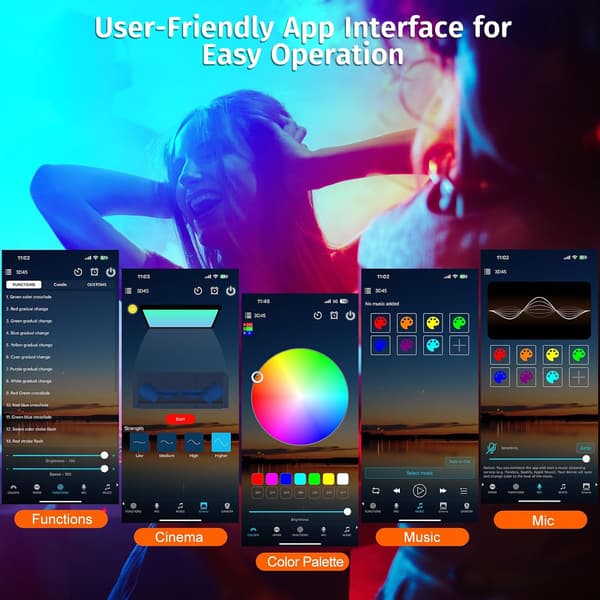 Solnedgangslampe Projektor med APP- og Knappkontroll, 360 Graders Rotasjon Flere Farger Endres LED Lampe Nattlys, Solnedgangslys