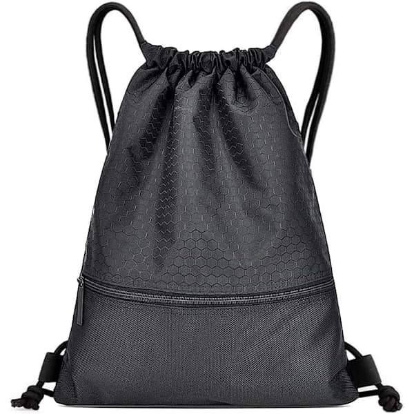 Dragskoväskor, Vanntett Gymbag med Dragsko, Svart Svømmebag med Dragsko for Skolejenter og Gutter, Svart