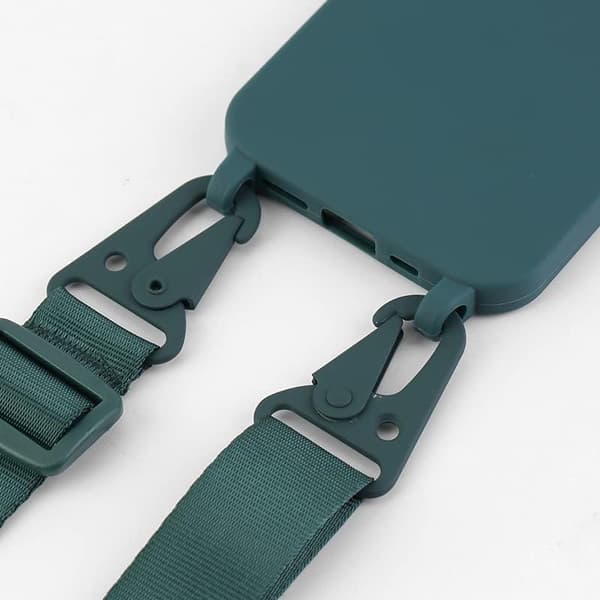 Deks Kompatibel med iPhone 13 Crossbody Silikon Myk Matt, Justerbar Halsrem Stilig Støtsikkert Deks - Mørk