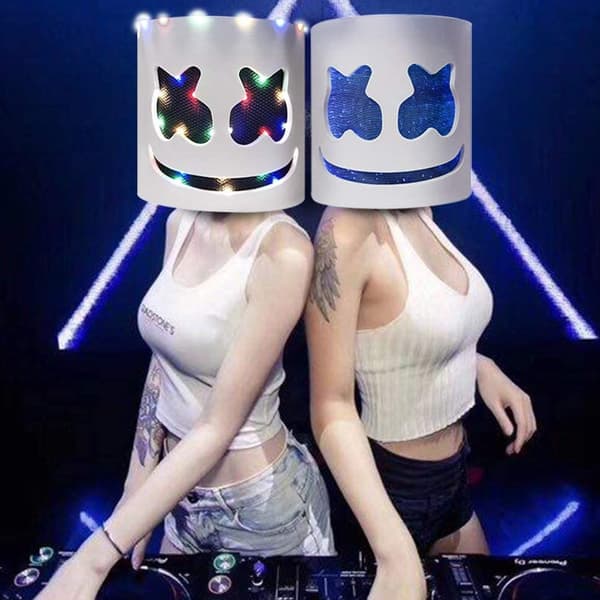 Marshmallow DJ-maske med lysende baratmosfære-rekvisit
