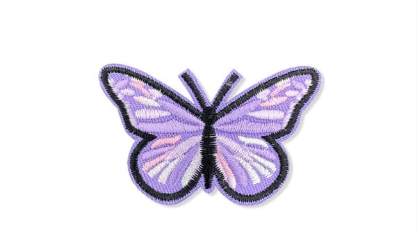 16 st Broderade tygmärken Flerfärgade blommor Fjärilar E