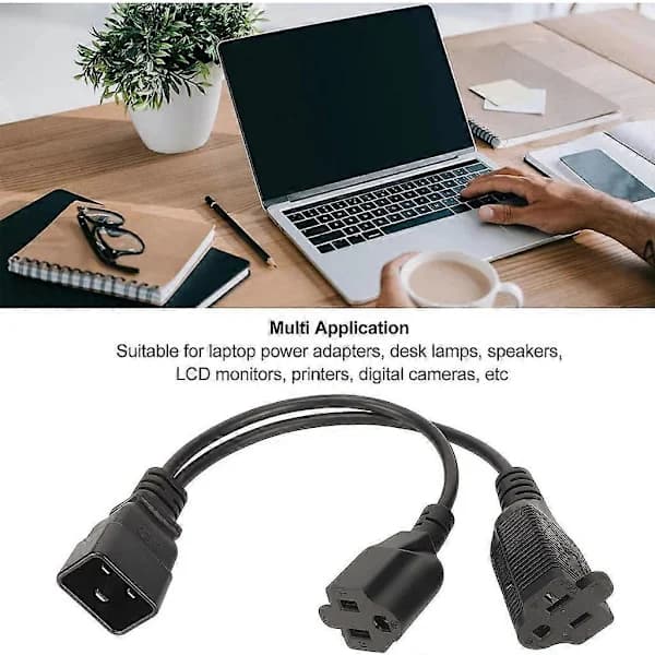 IEC320 C14 til Nema 5-15R+ 5-20R Strømkabel 1 i 2 Ud Y-splitter Adapterledning