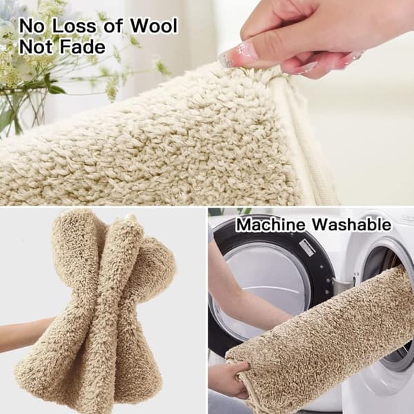Soft Absorbing Non-Slip Bathroom Mat, 50x80 cm, Beige, Washable, Skin-Friendly
