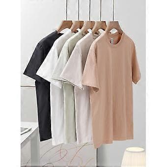 Bomulds T-shirts med korte ærmer til mænd og kvinder, toppe med rund hals, undertrøjer, isblå S-4XL(S)