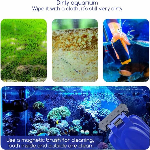 Akvarium Glass Cleaner, Algae Scraper Magnetic Glass Brush for Aquarium (L10W4.2H7.5cm)