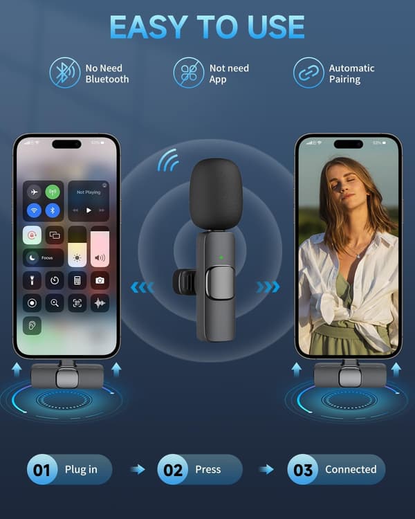 Professionel Trådløs Lavalier Dobbelt Mikrofon Til iPhone iPad Plug Play Til Interview Video Podcast Vlog YouTube