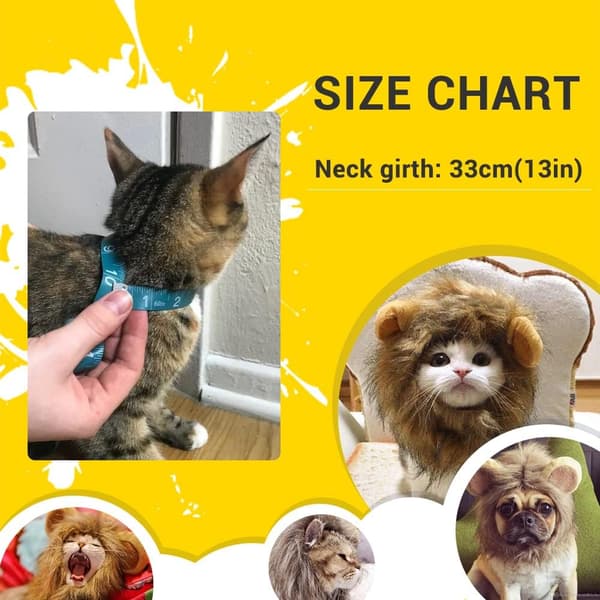Løvemanke kostume til katte og hunde, lille kattekostume, Halloween