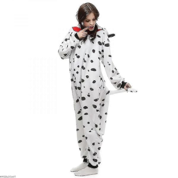 Dalmatiner Kostym Pyjamas Maskerad Unisex Vuxen Jumpsuit Sovplagg CZI S S