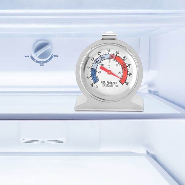 Termometer til køleskab og fryser i rustfrit stål, stor urskive, temperaturmåler
