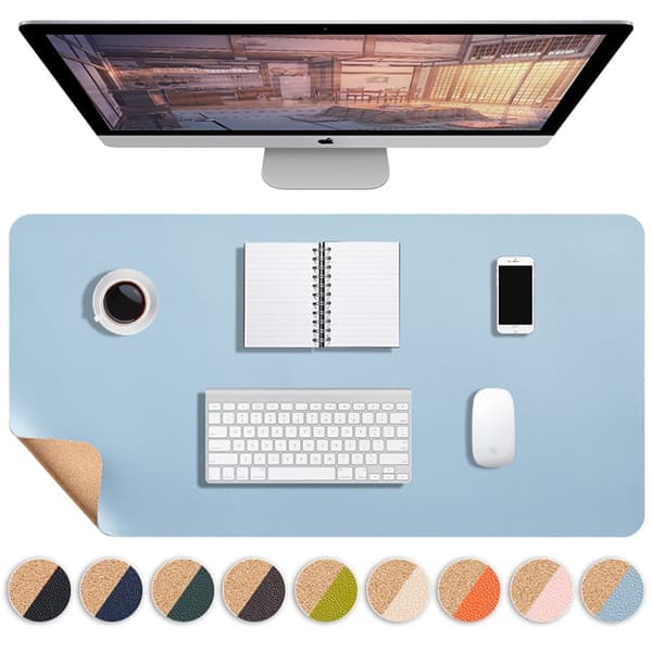 Forlenget gamingmusematte vanntett tastatur skrivebordsmatte blå 100x50cm