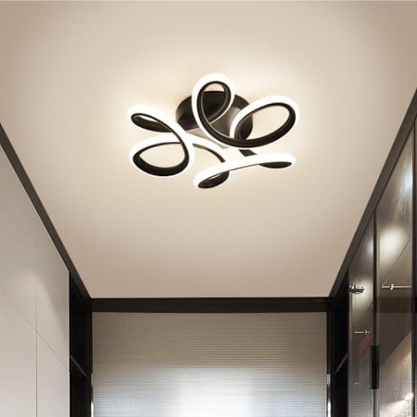 LED-loftlampe, moderne buet design loftlampe til entre, balkon, køkken, badeværelse, soveværelse, 30W hvidt lys (hvid)