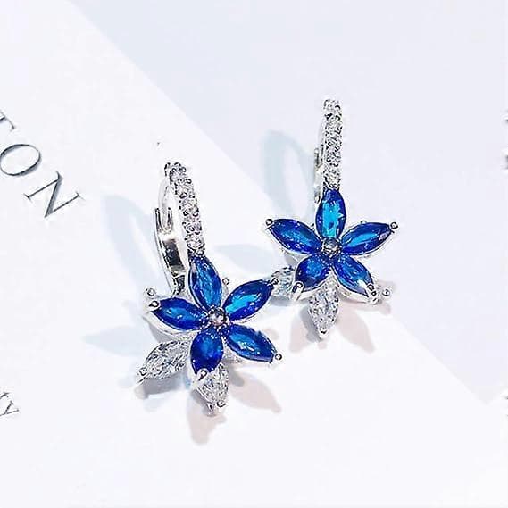 Sølvøreringe til kvinder, hvidguldbelagte dobbelte blomsterøreringe med cubic zirconia