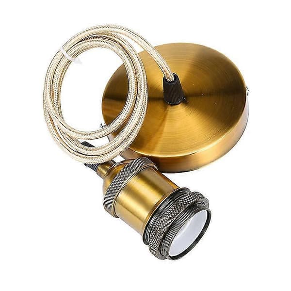 Pendant Lamp Metal Hanging Lamp E27 Lamp Holders with Cable, Lamp Holder Adjustable 90cm Bronze Braided Ceiling Hanging Socket, for Ceiling Lighting