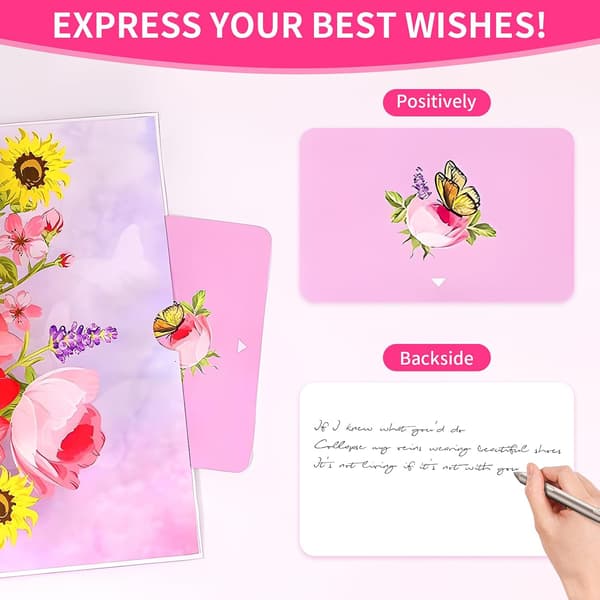 Sommerfuglkort for kvinner, Pop Up bursdags- og jubileumskort, 3D bursdagskort for kvinner