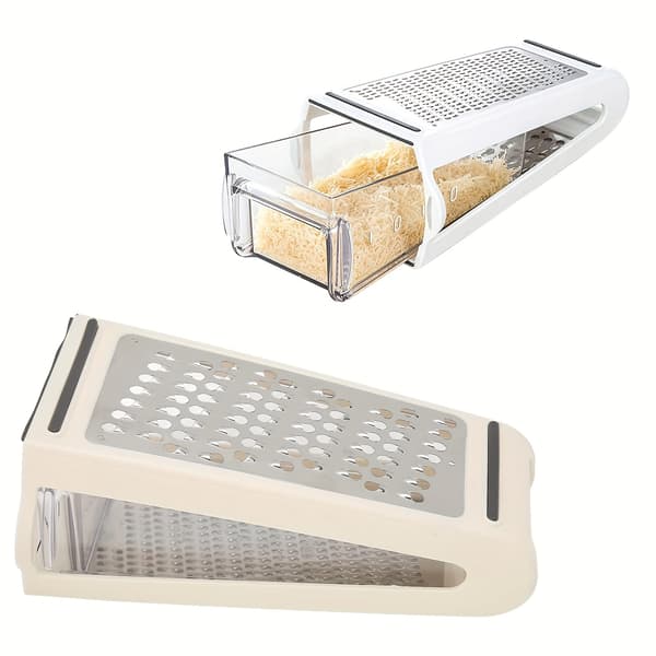 Multifunctional Stainless Steel Grater with Container, Double-Sided Grater for Vegetables and Cheese, Kitchen Baking-FM-