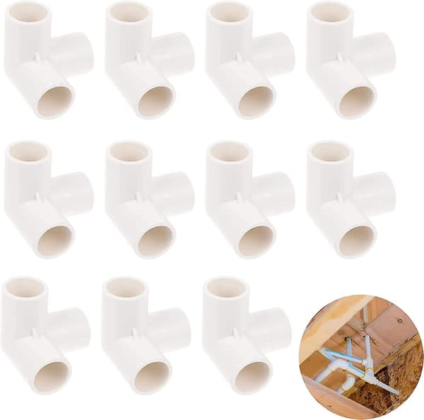 3-vägs innerdiameter 20mm PVC-kopplingar 3-vägs vinkel PVC-kopplingar Vattenrörskarvar för bevattningsrör (11 st, vit)