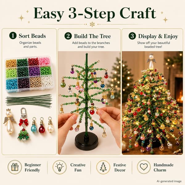 DIY Juletre Krystallperlet Juletre, Borddekorasjon Julegave