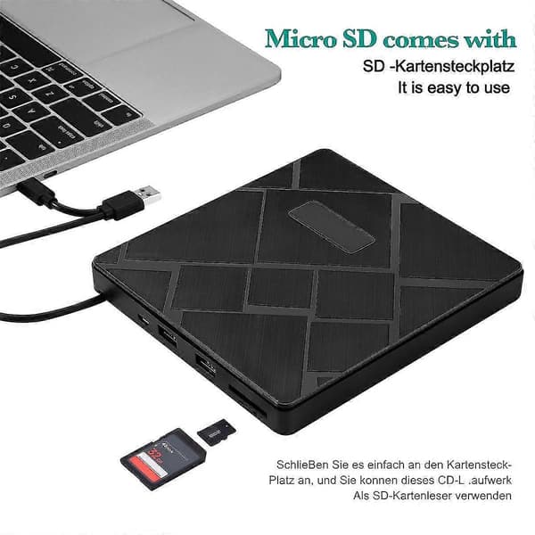 Usb3.0 Dvd-brenner Dvd Rw Cd Ekstern Optisk Enhet Cd/dvd-spiller Tf/sd For Bærbar PC