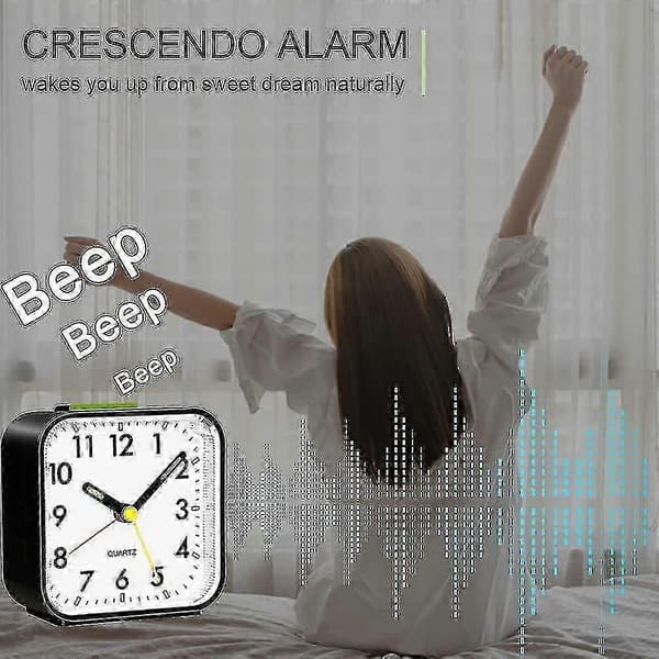 Battery Operated Alarm Clock Silent Desk Clock Simple Analog Table Clock