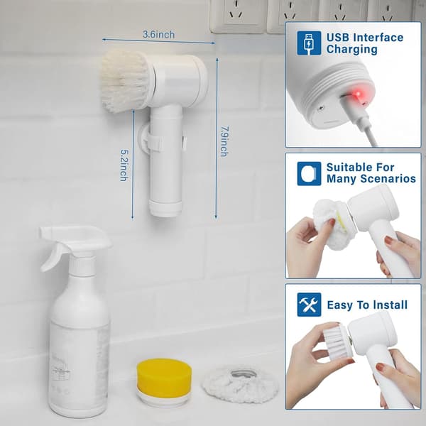 Electric Rotary Scrubber, Rechargeable Cleaning Tool, Grout Brush, ZQKLA[qb]