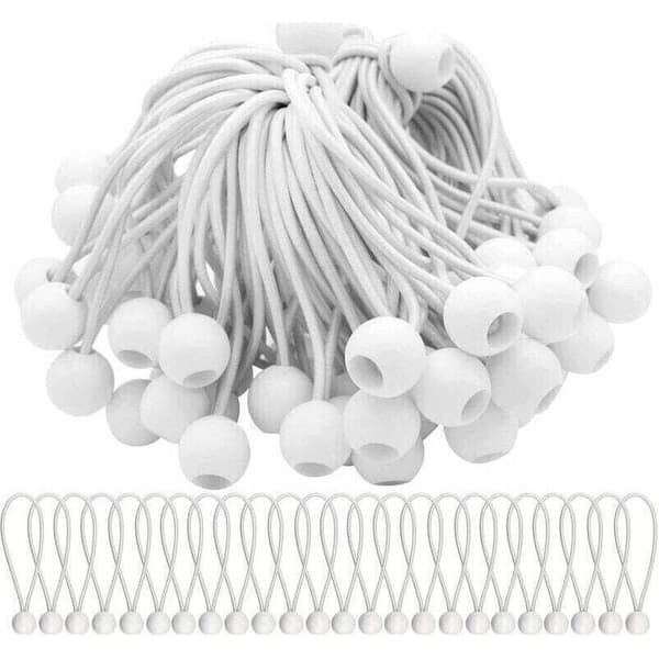 Pakke med 40 elastiske strikker, elastiske snorer med kuler, gummibånd, elastiske kuler for markiser, telt, bannere og presenninger