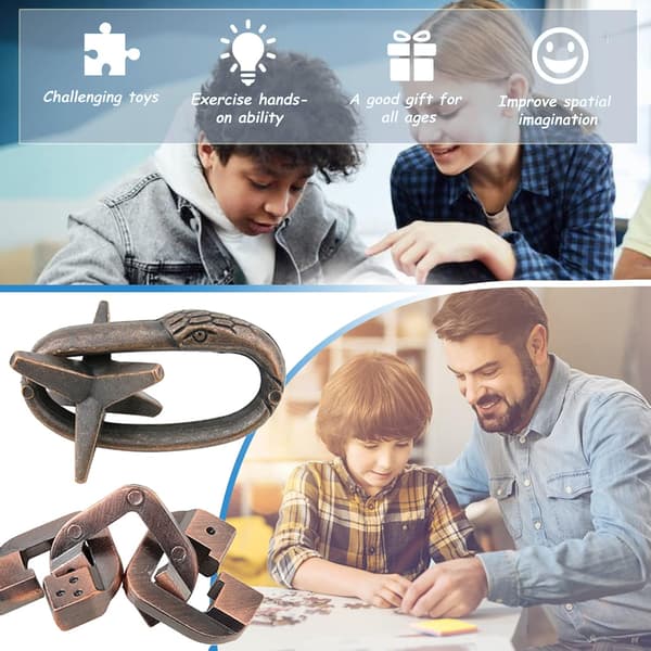 5-pack wire puzzles for brain training, mind games, IQ test, puzzle games, educational games, gift for boys