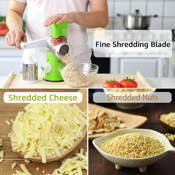 Round Cheese Grater (Red), Vegetable Slicer for Cheese, Carrots, Potatoes, Nuts, Cucumber