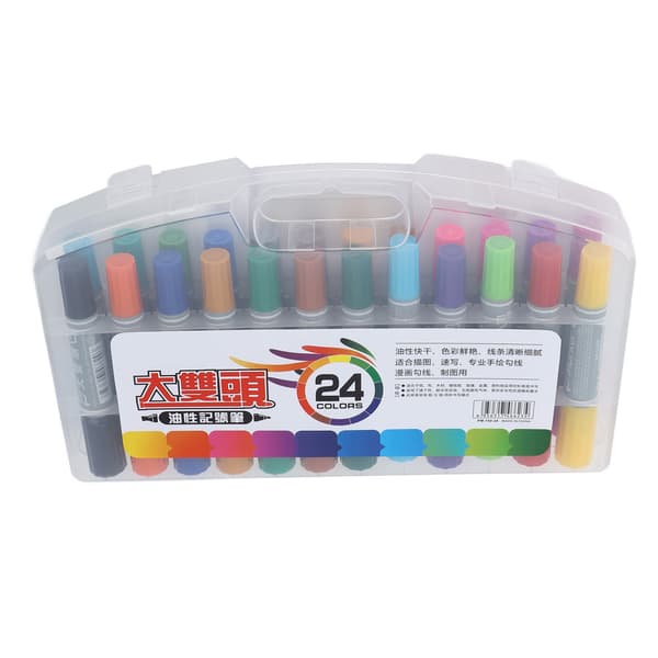 Marker Pen Large Double Head Waterproof Whiteboard Pen for Graffiti Writing Coloring 24 Pcs