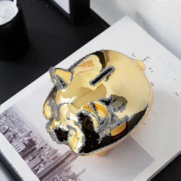 Ceramic Gold Piggy Bank Cute Creative Home Decor, Gold Pig