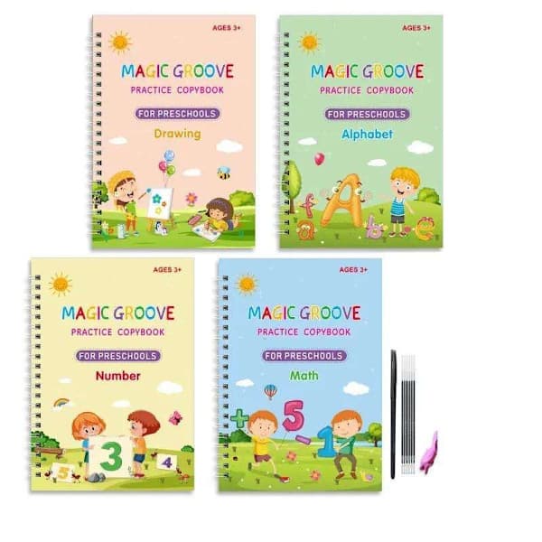 Reusable Handwriting Practice Book Set - 4 Multi-Color Copybooks-FX-