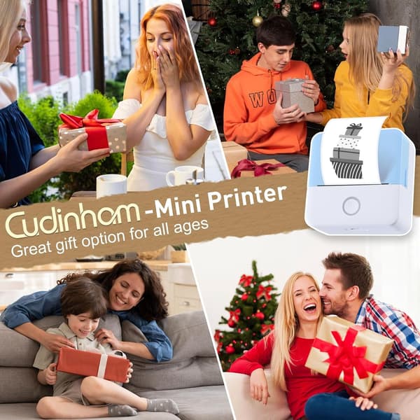 Minivarmeprinter, Trådløs Etiketprinter med Bånd, Kompatibel med iOS og Android Bluetooth