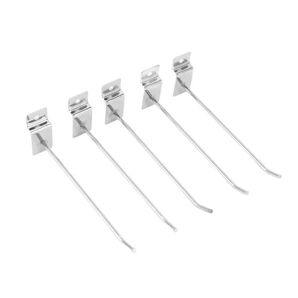 50 Slatwall Hooks, Silver, 15 cm 3.3 mm Diameter, Single Wire Slatboard Hooks for Shop Display