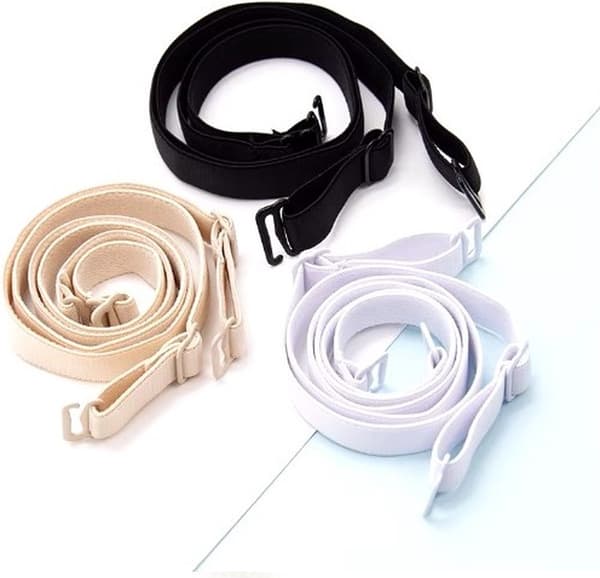 Low Back Bra Strap Set - 3-in-1 Solution for Bare Back, Open Back, and Low Back - Set of 3 Colors Beige, White, Black
