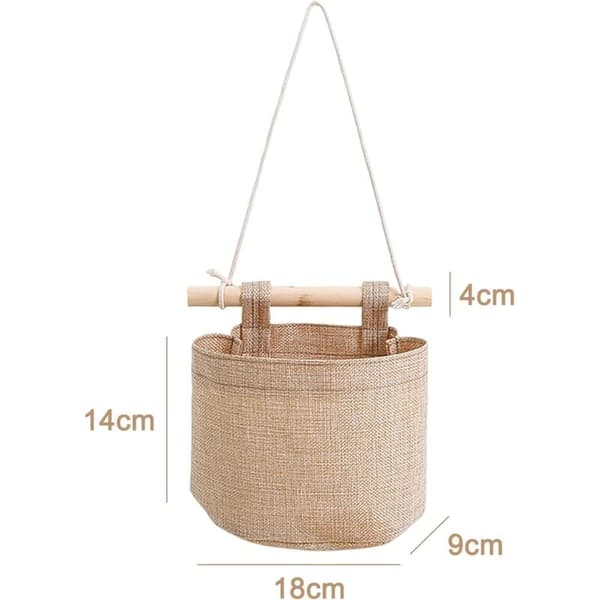 Wall Mounted Storage Organizer with 3 Pockets, Cotton Linen, for Bedroom Bathroom Wardrobe