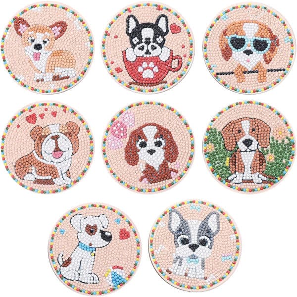 8 dele 5D DIY Diamantmaleri Coasters, Diamantkunstmaleri