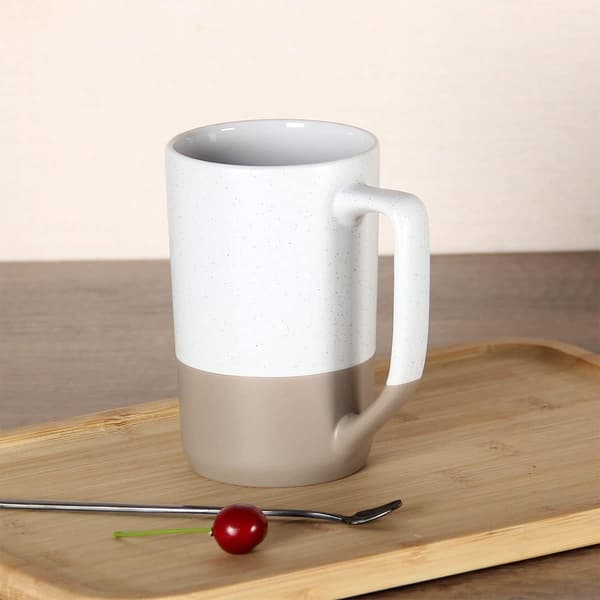 Large Coffee Mug, Two-Tone Combination Teacup with Black Dots for Men Women Restaurant Home Office Hot Drinks