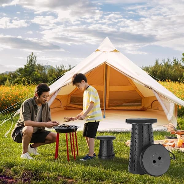 Portable Telescopic Stool, Upgraded Folding Camping Stool Adjustable