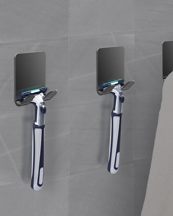 Barberhøvelholder til bruser 3 stk, barberbladholder i rustfrit stål til bruser, vandtæt selvklæbende barberbladholder til bruser (sort)